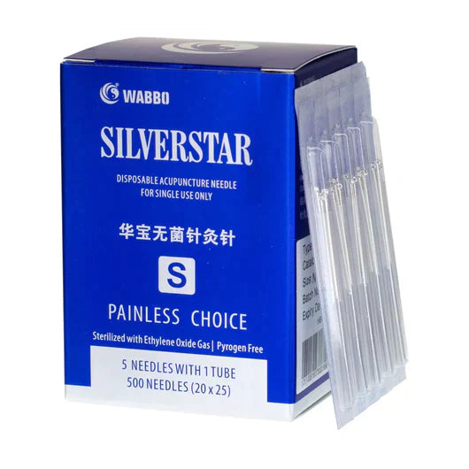 S3415 SilverStar 0.22 x 40mm (1.5") Acupuncture Needles (5 Needles/Tube, 500 PCS/Box) 华宝牌 (5针/管,500支)